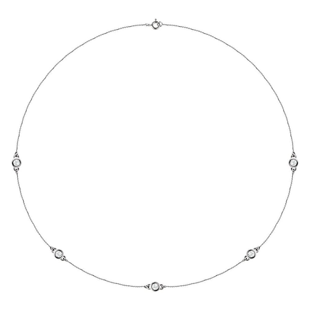 14K White 3/4 CTW Natural Diamond 5-Station 18" Necklace