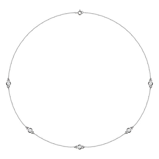 14K White 3/4 CTW Natural Diamond 5-Station 18" Necklace