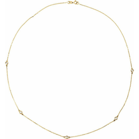 14K Yellow 1 CTW Natural Diamond 5-Station 18" Necklace