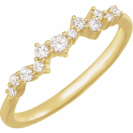 14k Yellow Gold Scattered Diamond Fashion Ring