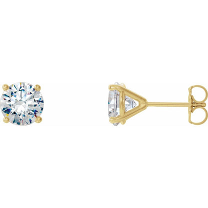 14K Yellow 1 CTW Lab-Grown Diamond Martini 4-Prong Stud Earrings