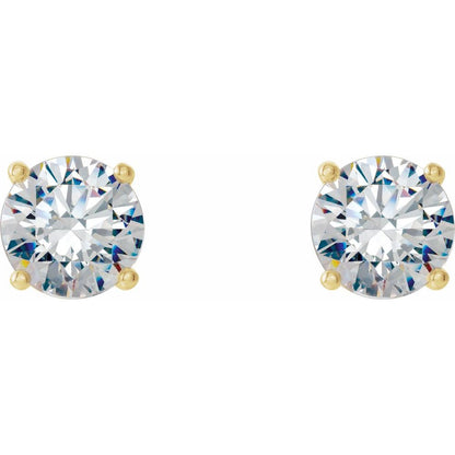 14K Yellow 1 CTW Lab-Grown Diamond Martini 4-Prong Stud Earrings