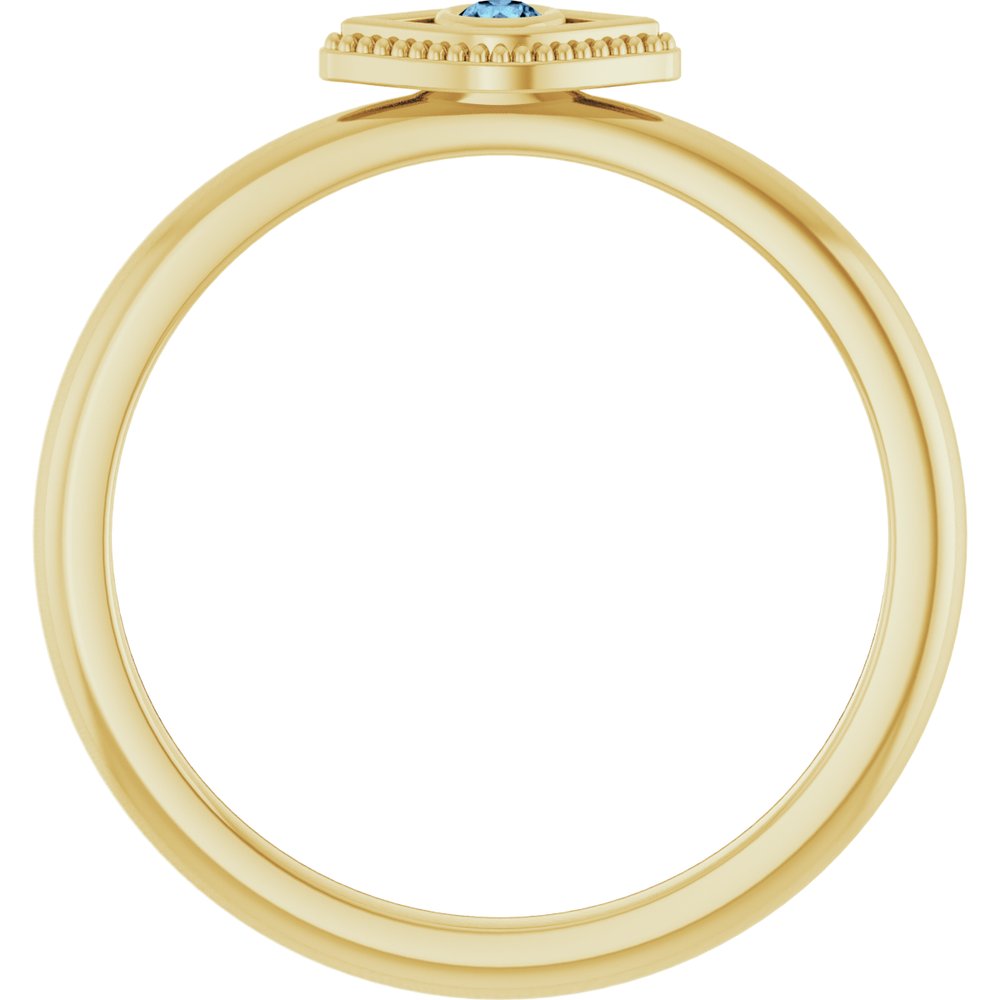 14k Yellow Gold Evil Eye Rig with Aquamarine