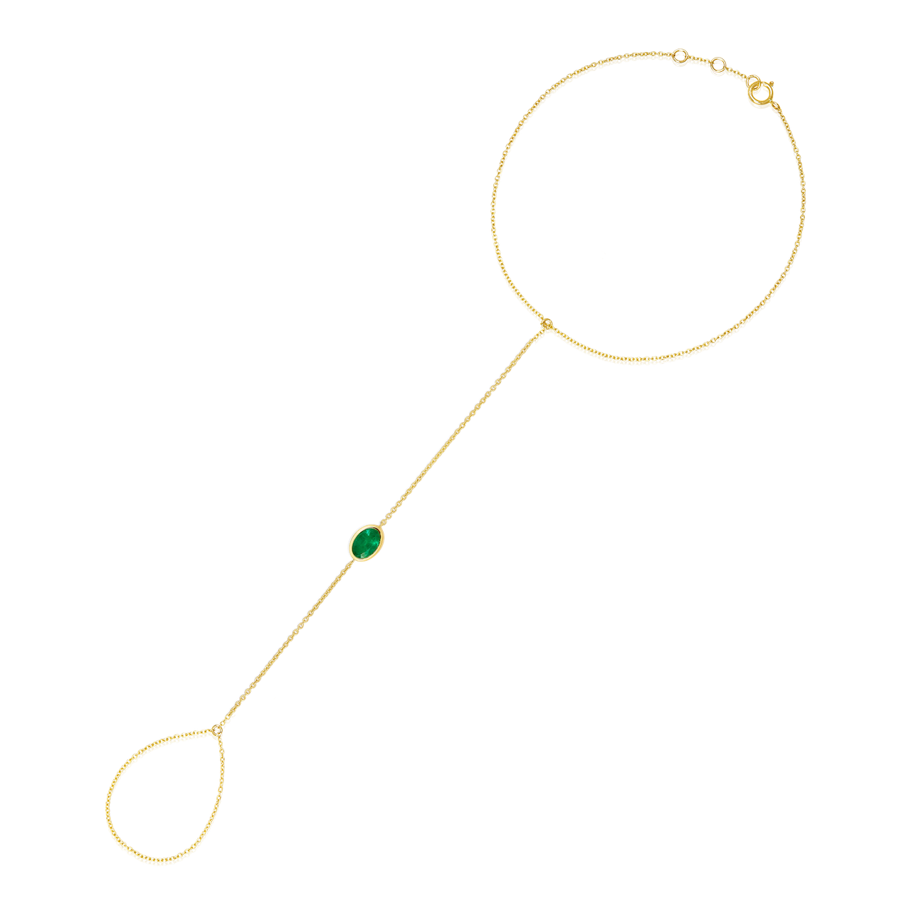 East West Oval Emerald Hand Chain