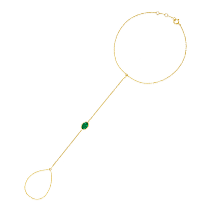 East West Oval Emerald Hand Chain