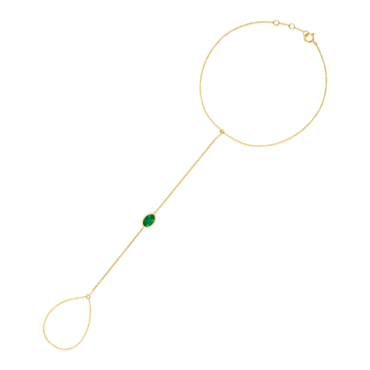 East West Oval Emerald Hand Chain