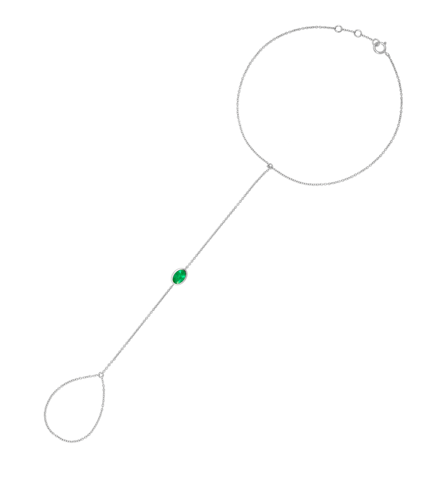 East West Oval Emerald Hand Chain