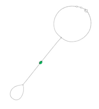 East West Oval Emerald Hand Chain
