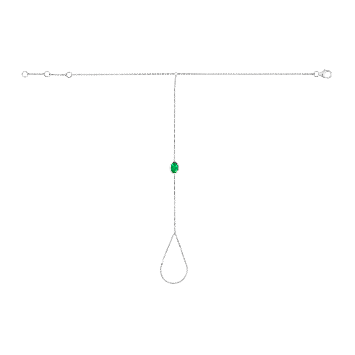 East West Oval Emerald Hand Chain
