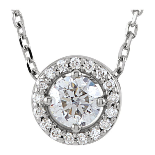 14K White 1/4 CTW Natural Diamond Halo-Style 16" Necklace
