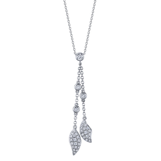 Diamond Drop Leaf Cluster Necklace