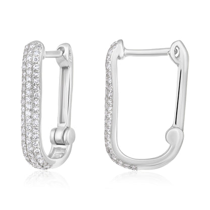 Triple Row Pave Huggie Earrings
