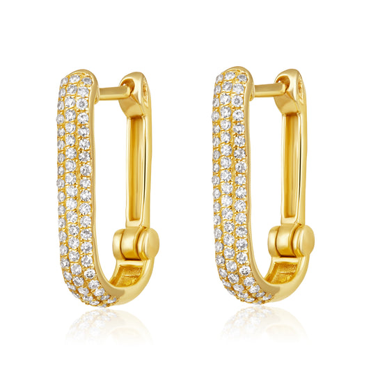 Triple Row Pave Huggie Earrings