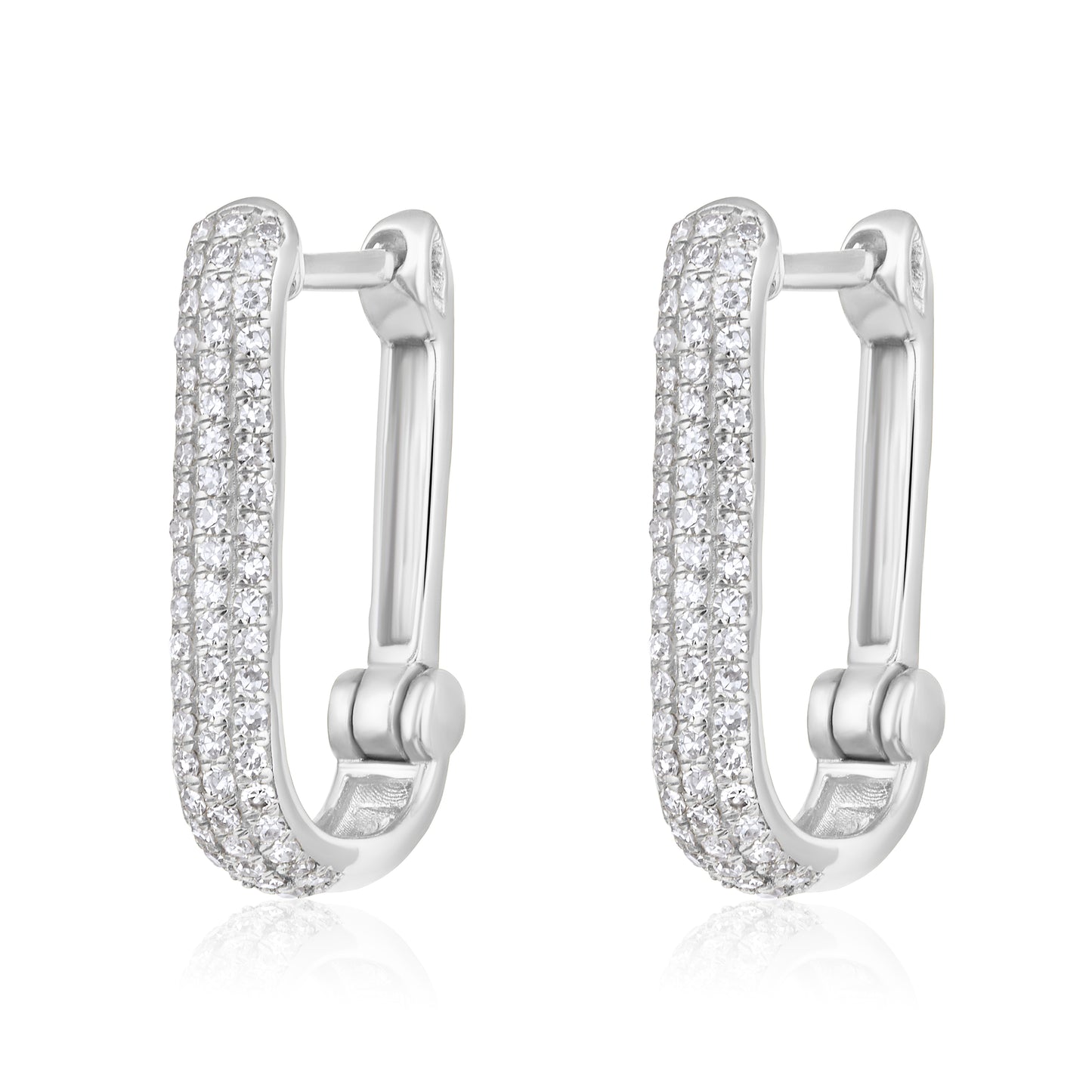 Triple Row Pave Huggie Earrings