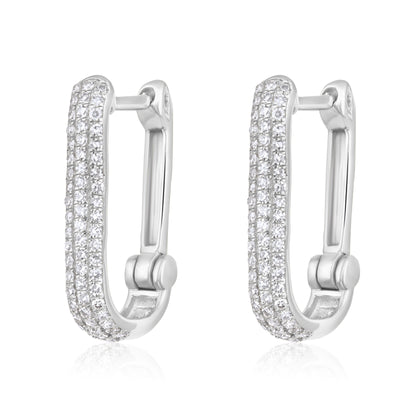 Triple Row Pave Huggie Earrings