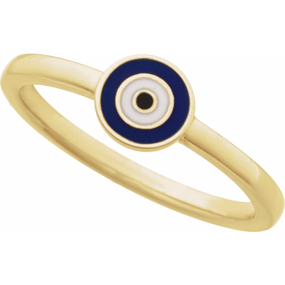14k Yellow Gold Evil Eye Ring
