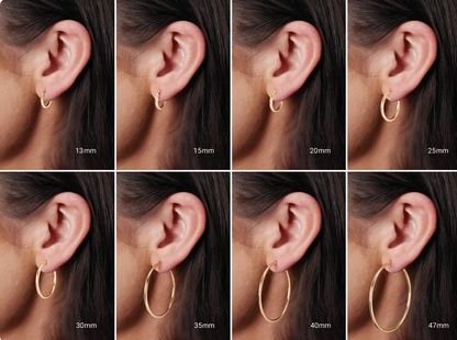 14K White Tube 15 mm Hoop Earrings