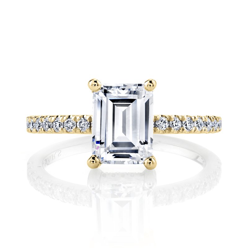 Yellow Gold And emerald Cut Diamond Engagement Ring