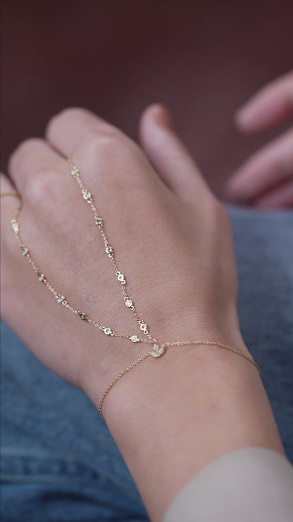 Diamond Station Lotus Hand Chain