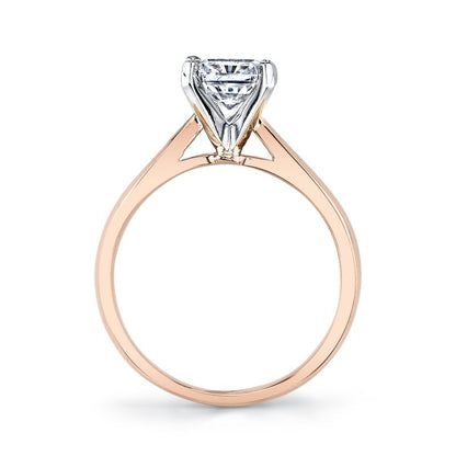 Rose Gold Cathedral Classic setting With A Radiant Cut