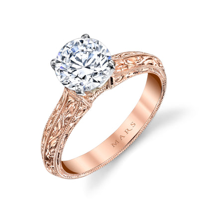 Mars Round Engagement Ring 14K Rose Gold