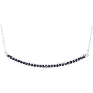 14K White Natural Blue Sapphire Bar 16-18" Necklace 651085:70001:P