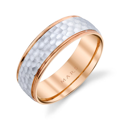 Men's 7mm Two Tone Hammered Wedding Band