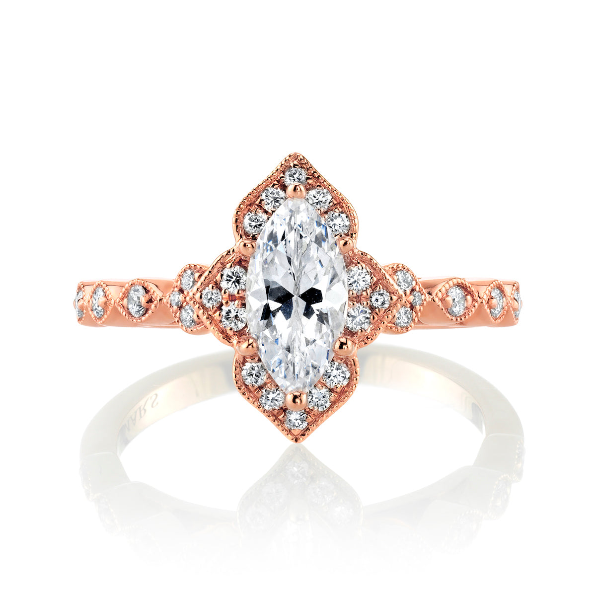 Mars Marquise Engagement Ring 14K Rose Gold