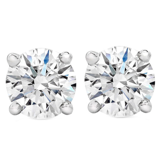 4.00 ct Round Cut Total Diamond Weight Lab Grown Stud Earrings in 14K White Gold