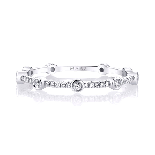 14K White Gold Dainty Station Band