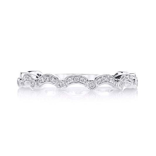 14K White Gold Diamond Wave Band