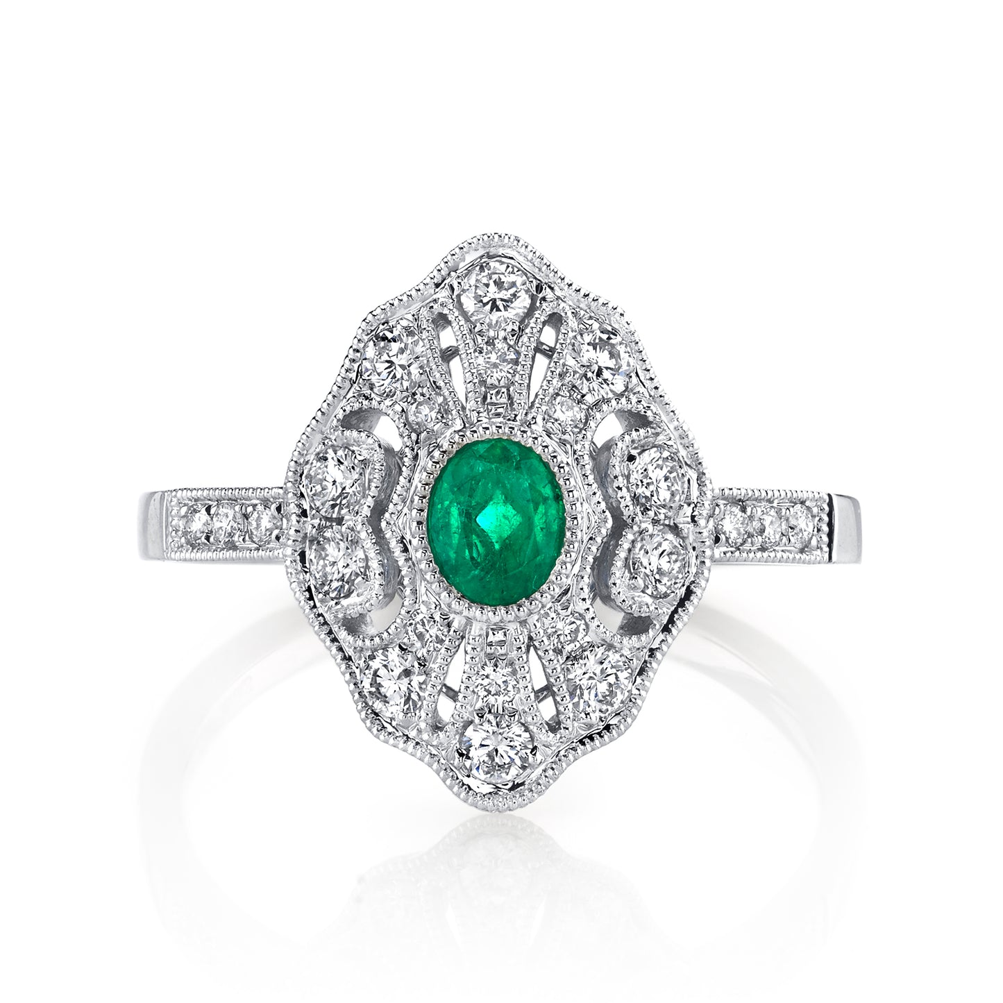 0.24 CRT Round Emerald with Diamonds Band