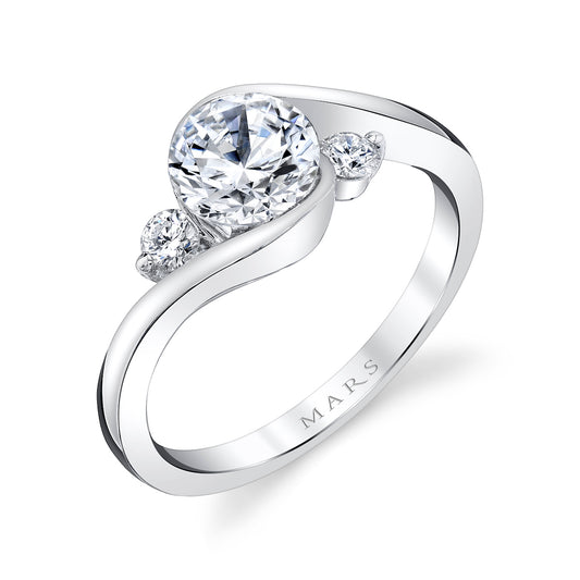 Mars Round Engagement Ring 14K White Gold 27326