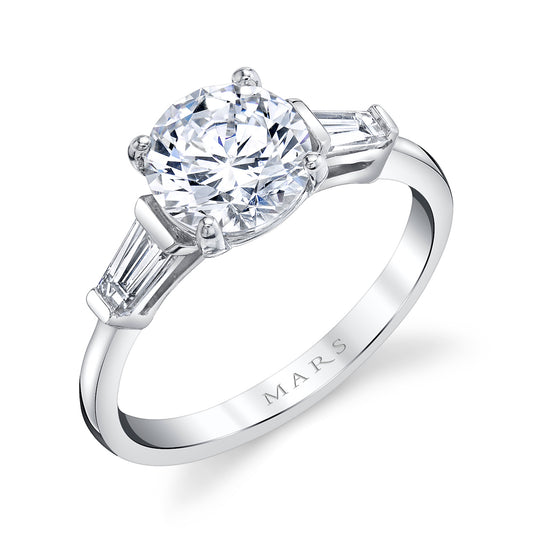 Mars Round Engagement Ring 14K White Gold