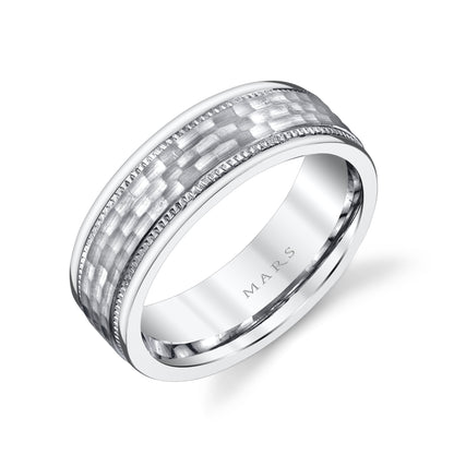 Men's 7mm Satin Hammer with Milgrain Edge Wedding Band