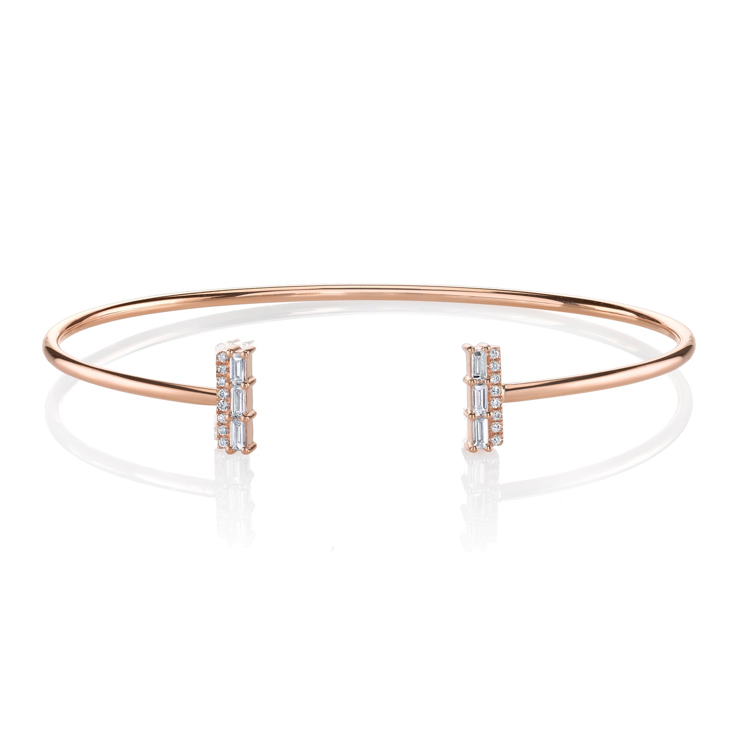 Rose Gold Diamond Bar Cuff Bracelet