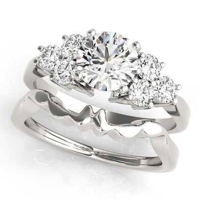 Engagement Ring 14K White Gold Cluster Sides 50154-E