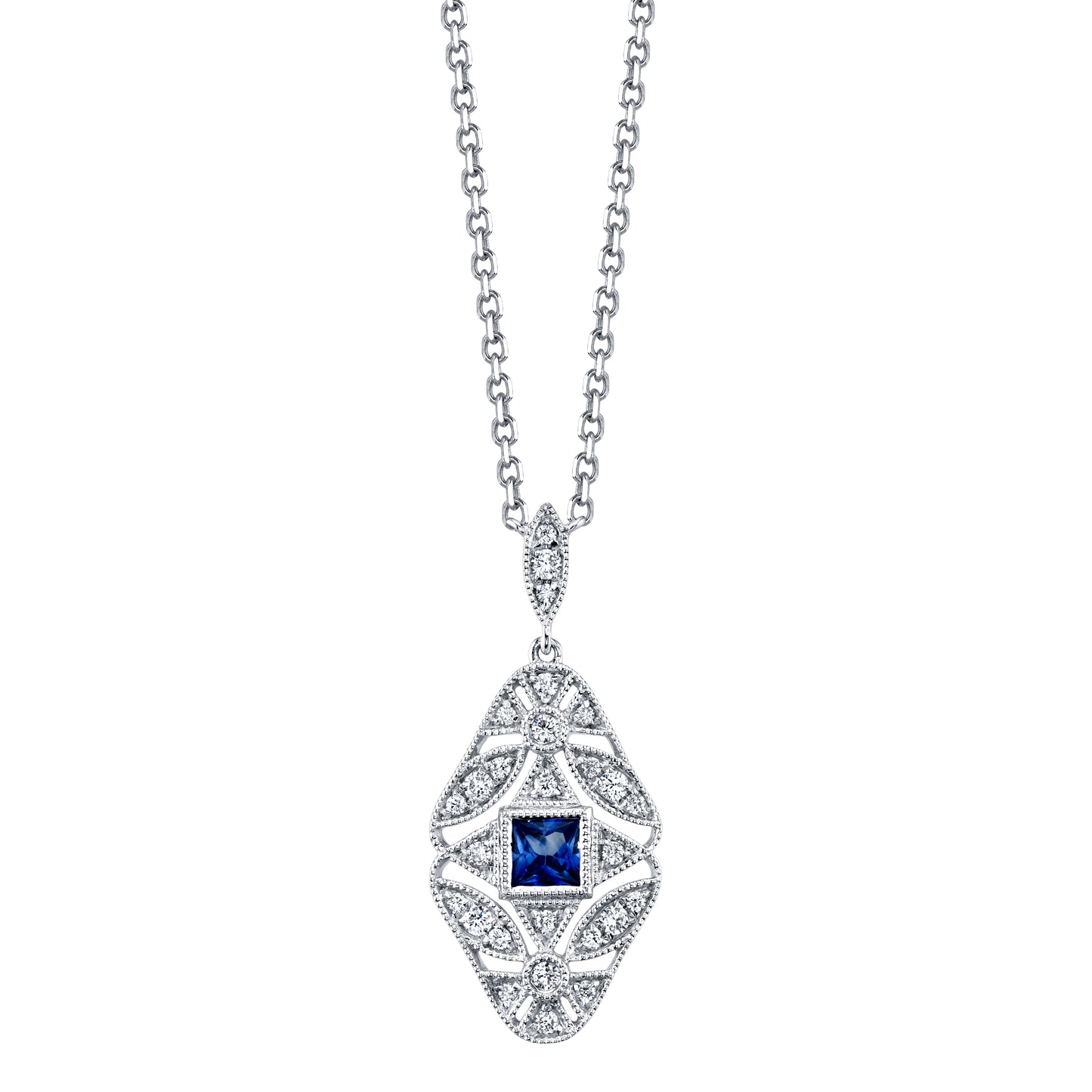 Vintage Chandelier Sapphire and Diamond Pendant