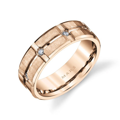 Men's Cross Grooved with Brushed Finish Diamond Wedding Band