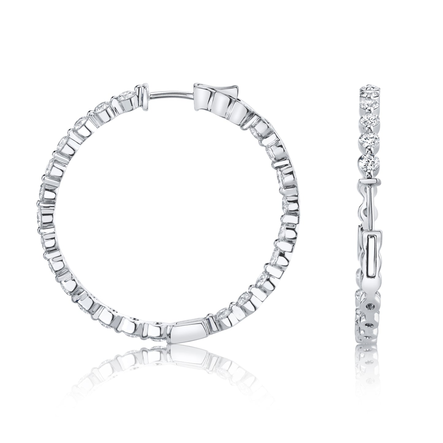 Diamond Hoops 14K White Gold 2.75 TDW