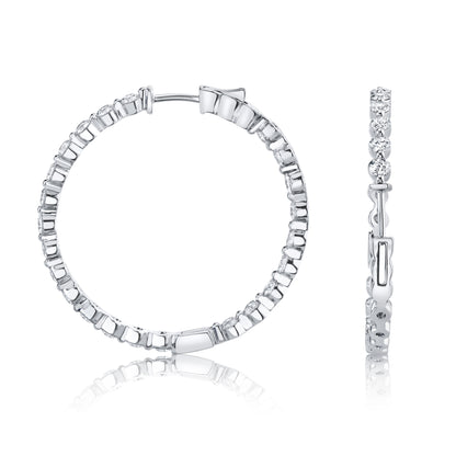 Diamond Hoops 14K White Gold 2.75 TDW