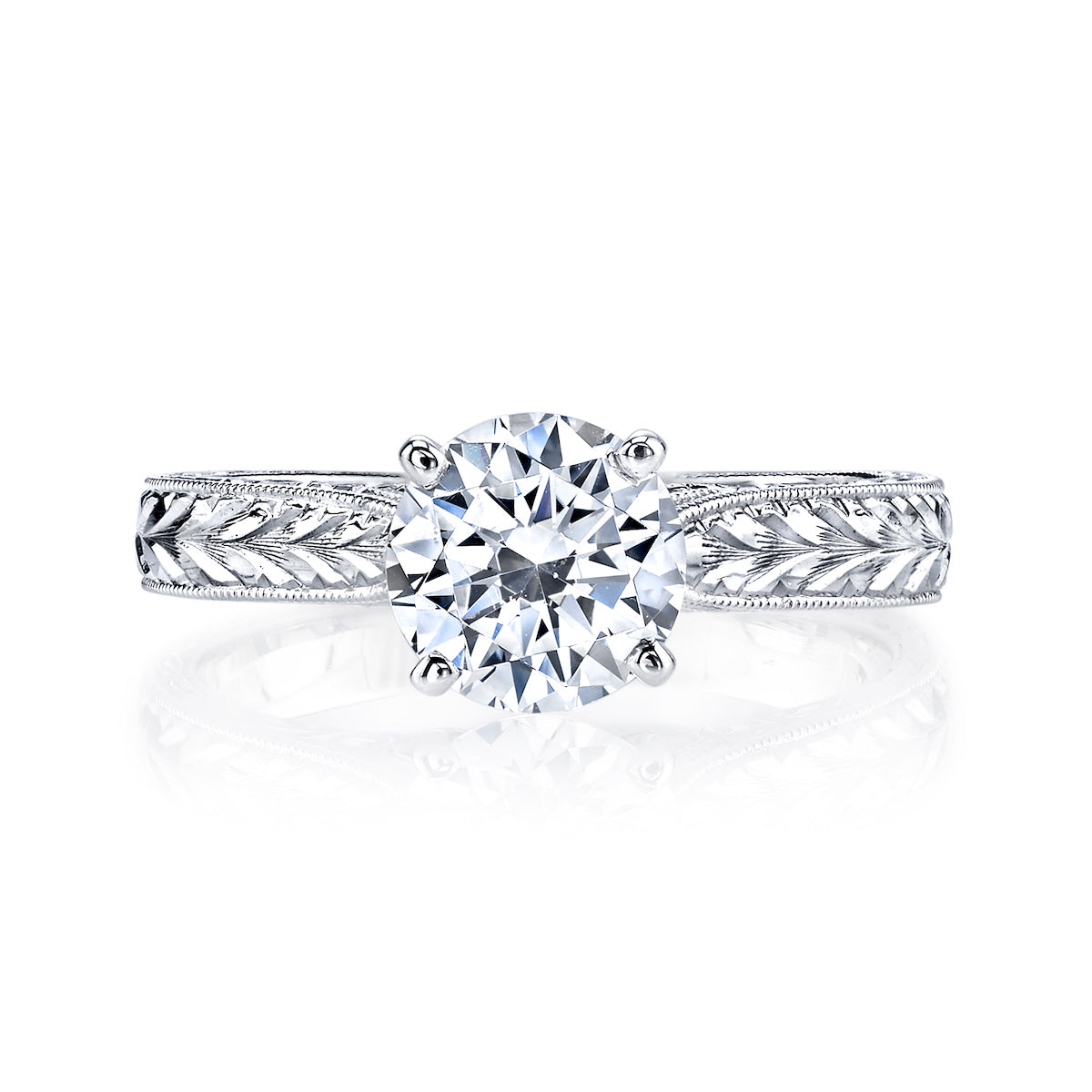 Mars Round Engagement Ring 14K White Gold