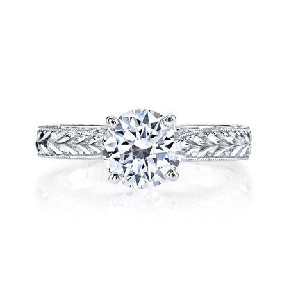 Mars Round Engagement Ring 14K White Gold