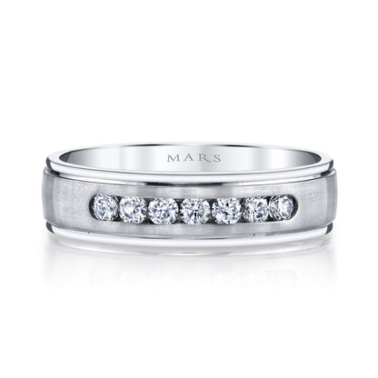 Men's Seven Stone Channel Set with Beveled Edge Wedding Band