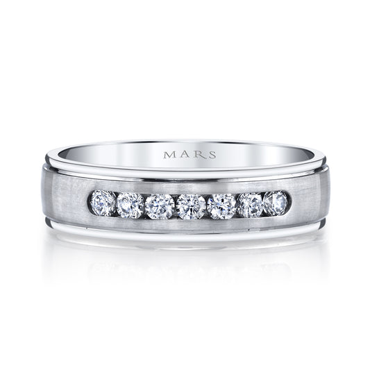 Men's Seven Stone Channel Set with Beveled Edge Wedding Band