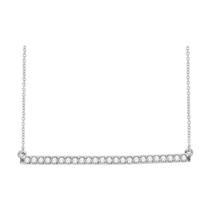 14K White 1/3 CTW Natural Diamond Bar 16-18" Necklace