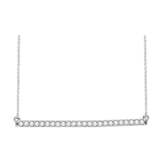 14K White 1/3 CTW Natural Diamond Bar 16-18" Necklace