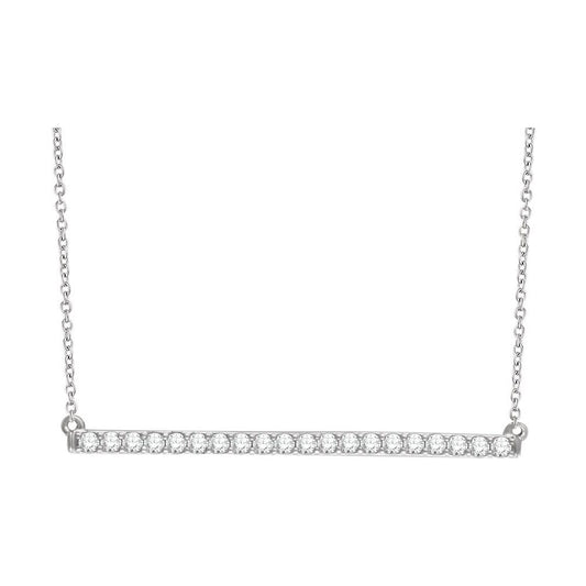 14K White 1/2 CTW Natural Diamond Bar 16-18" Necklace