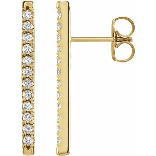 14k Gold Diamond Frech Set Earrings