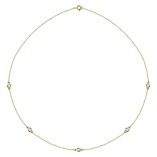 14K Yellow 1/2 CTW Natural Diamond 5-Station 18" Necklace